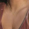 Vintage Gold Color Long Chain Drop Necklaces for Women Simple Metal Geometric Bead Tassel Choker Girls Party Aesthetics Jewelry