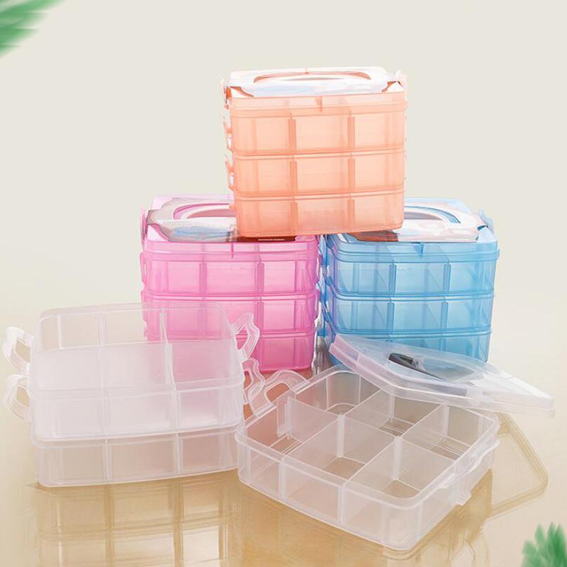 18 Grids Plastic Adjustable Storage Case Box  3 Layer Beads Jewelry Container