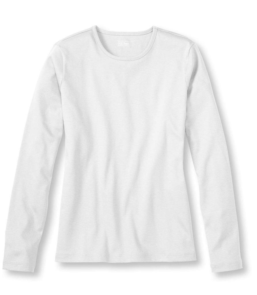 LL Bean Women's Pima Cotton T-Shirt, Long Sleeve, Crew Neck, US Fit Regular, Size XS, White, 0VH0980001