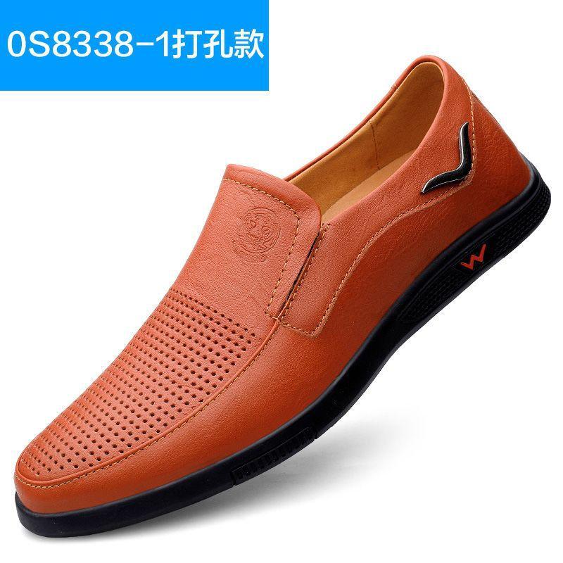 Leather casual leather shoes men's breathable soft-soled soft leather beanie shoes men's lazy shoes one-pedal men's shoes