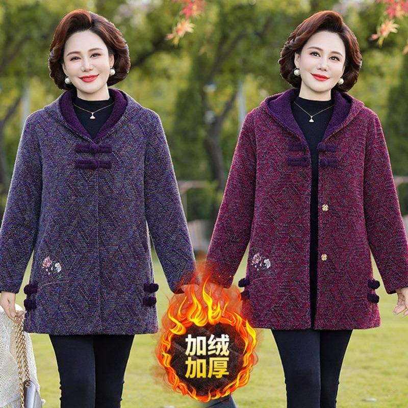 Winter mink fleece jacket fleece thickened medium and long hooded warm woolen cotton-padded jacket
