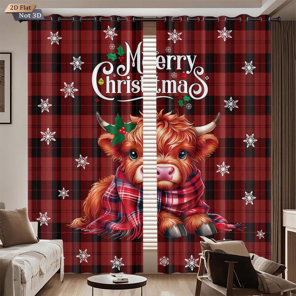 Gingerbread Man 3D Christmas Blackout Curtains - High-Precision Polyester Sun Protection
