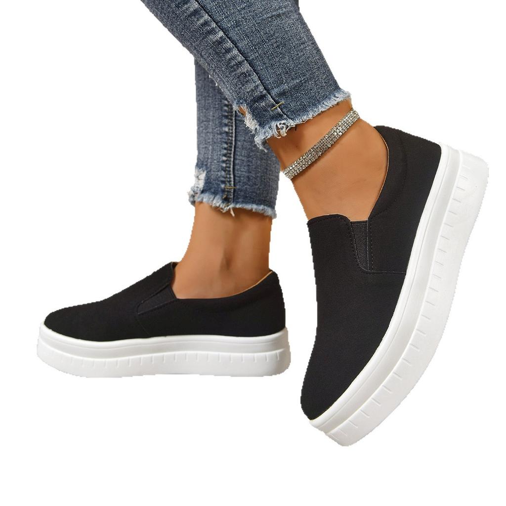 Lazy One-pedal Casual Student Board Shoes Women's Autumn 2025 Thick-soled Round Head Low-top Loafers Foreign Trade Large Size