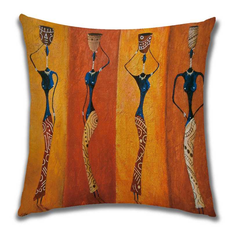 Abstract Painting Africa Cus on Cover African Woman Home Decor Pillow Case Gallery Exotic Ethnic Stye Linen Cus on Cover