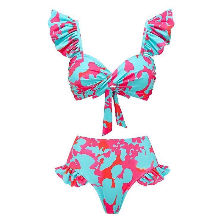 European and American popular bikini sexy high waist split swimsuit beach vacation skirt suit women