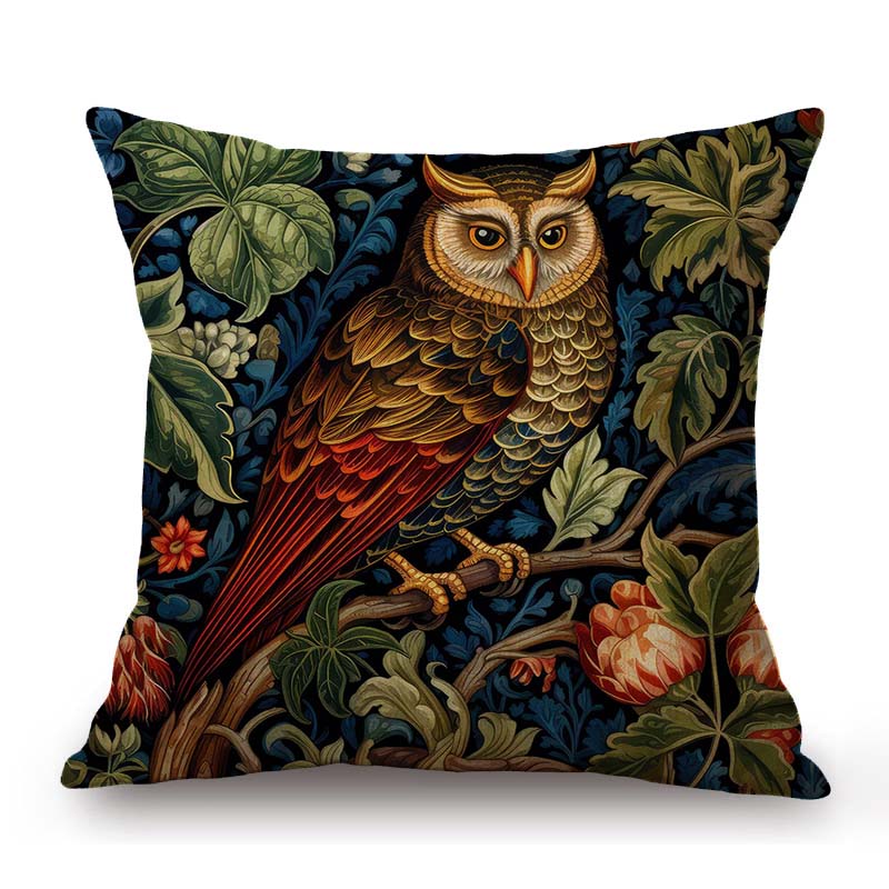 William Morris Flower Pattern Fox Rabbit Bird Deer Animal Home Decoration Art Cotton Linen Sofa Pillow Case Floral Cushion Cover