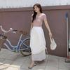 New ArrivalS OpeN RuN WomeN S RibboN DecoratioN Shirred Layered ChiffoN Slit N