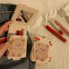 Kawaii Cartoon Bear Pattern Lipstick Bag Lightweight Flap Storage Portable Carry On Pouch For Makeup