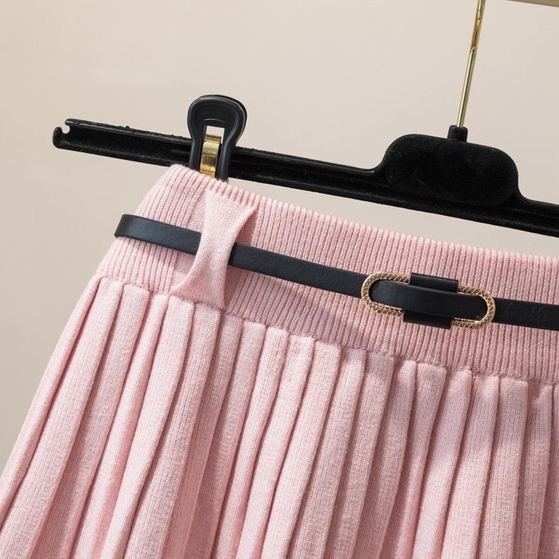 Autumn and Winter Women's Knitted Short Skirt with Elastic Belt Fashionable A-line Skirt Loose Short Skirt for Women