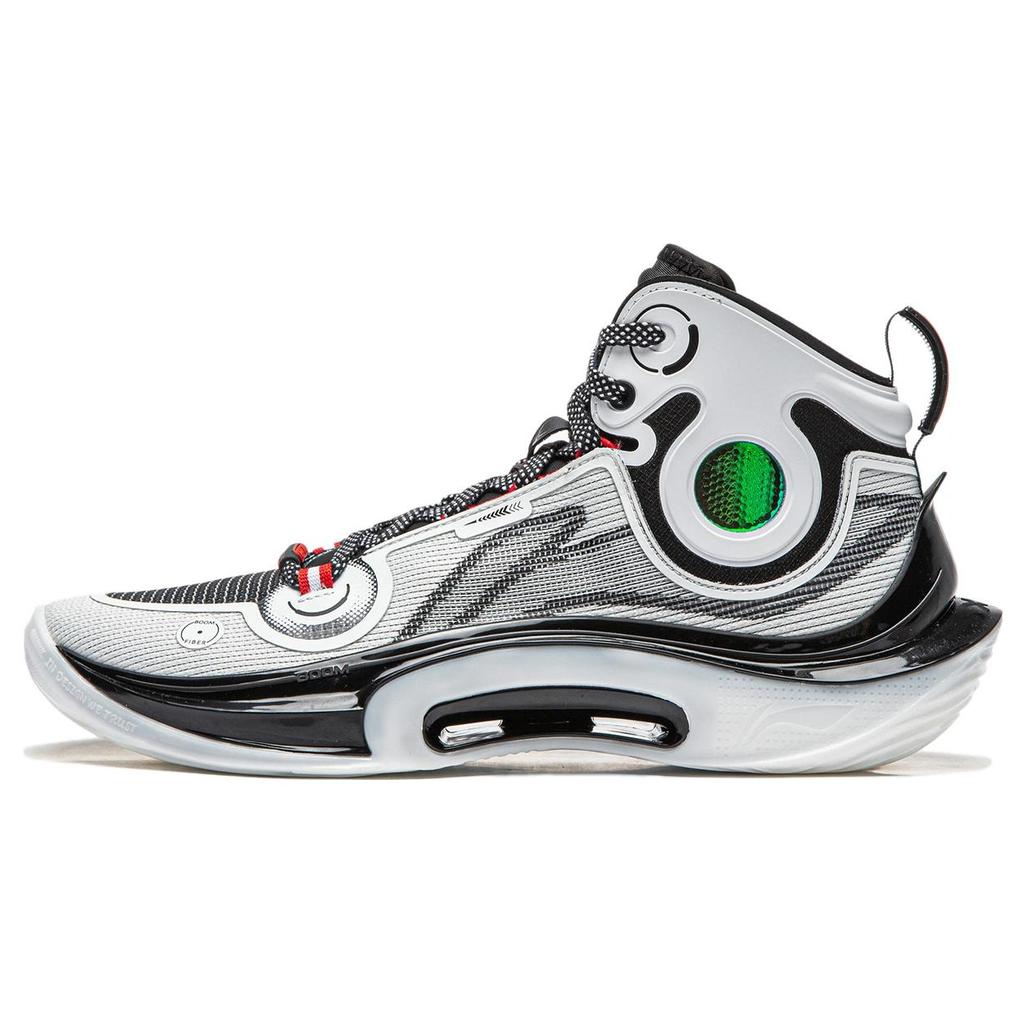 Новые баскетбольные кроссовки LiNing SONIC с ультраамортизацией, износостойкие, с высоким верхом, мужские, бело-черные ABAT019-1