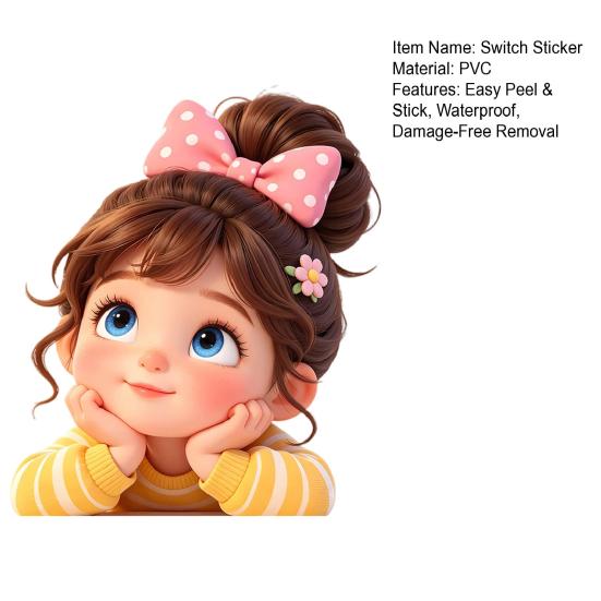 Switch Sticker, 3D Lying Girl Design Electrostatic Window Clings, Easy Peel & Stick Window Sticker for Kids Room Balcony Bathroom