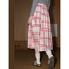 Coolhut Plaid Patchwork Lazy Style Loose High-Waisted 2025 Summer Skirt Retro Tiered Skirt with Large Hem
