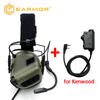 Cuffie Tattiche di Comunicazione EARMOR M32 SE, Protezioni Acustiche Elettroniche per Tiro, Cuffie Antirumore e Adattatore PTT EARMOR M51(KEN)