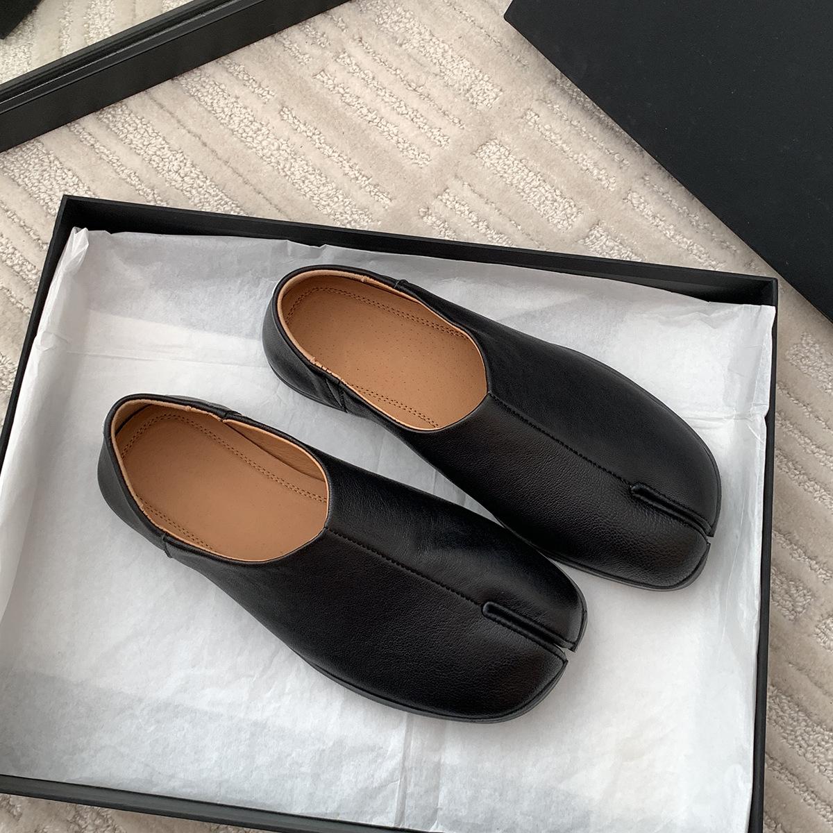 Высококачественная женская обувь черные кожаные балетки с квадратным носком женские туфли на плоской подошве в стиле ретро сезонные женские туфли Zapatos 35 чёрный 7484₽