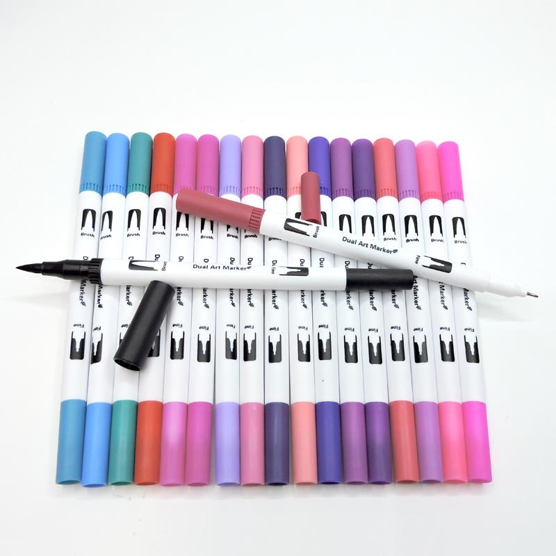 60/120 Colors Dual Tip Brush Art Marker Pens – Watercolor Fineliner & Brush for Manga Coloring Drawing Painting Stationery Supplies