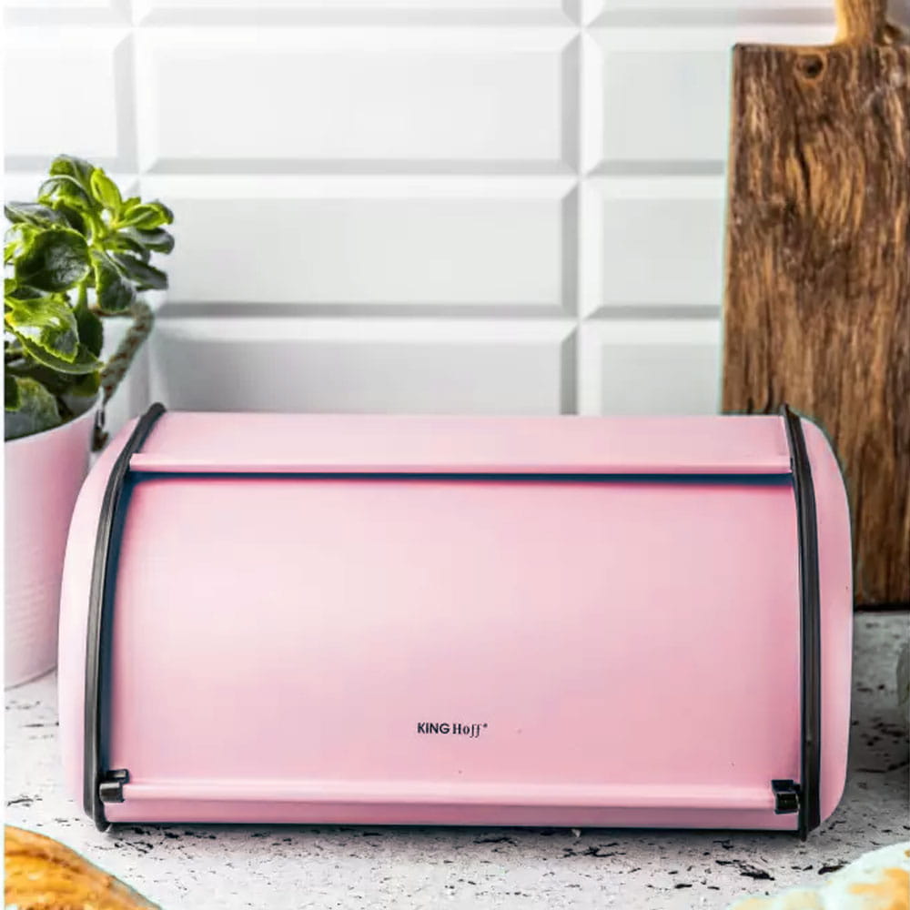 Chlebak stalowy mały 36cm KINGHOFF KH-1756 Różowy