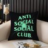 A-Anti Social S-Social Club Pillow Case Home Dorm Chair Back Short Plush Double-Sided Printing Office Nap Time Cushion Cover