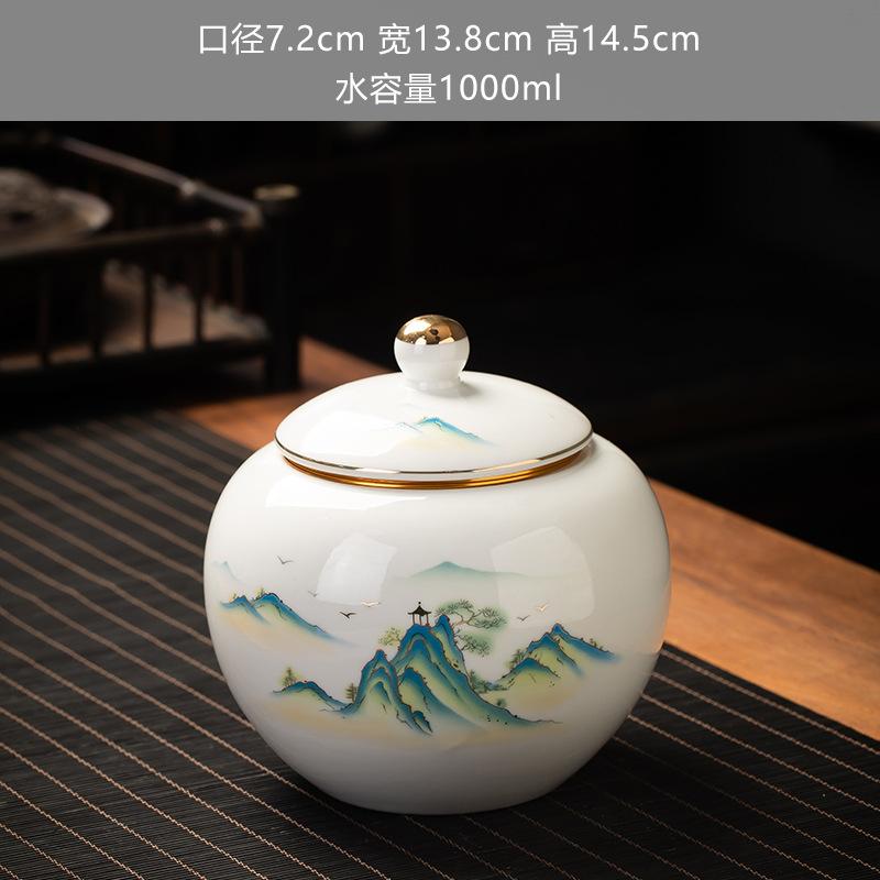 Blue and White Ceramic Sealed Jar Candy Coffee Storage General Jar Household Moisture-proof Tea Jars Tea Packaging Jars Tea Box