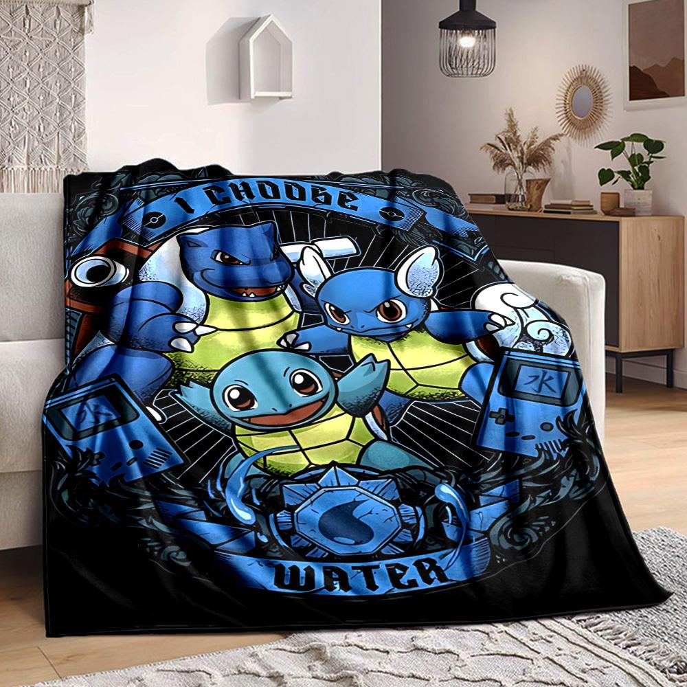 

1PC , Squirtle, Bulbasaur Blanket Soft Warm All Season Throw for Sofa, Bed, Car, Office Vibrant Colorful Design, Durable & Cozy Gift 80cm×120cm