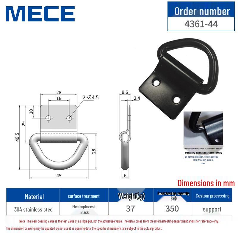 Heavy Duty D-Ring Truck Bed Tie-Down Hook with Triangle Latch