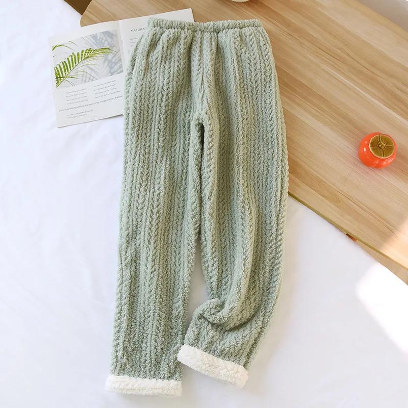 2026 Autumn/Winter New Women's Sleeping Pants With Velvet And Thickened Flannel Pants For Warm Home Sleeping Pants Ladies