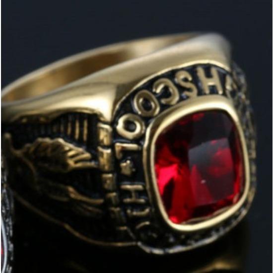 

Кольцо из титановой стали с буквой орла в европейском и американском стиле, с драгоценным камнем, винтажное кольцо в стиле хипстер-кромпанк из нержавеющей стали с гравировкой No. 12