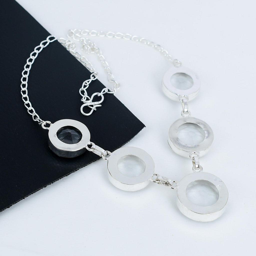 Amazing White Topaz Gemstone Handmade 925 Sterling Silver Necklace, White Topaz Silver Necklace For Wife, Unisex Necklace Birthday Gift