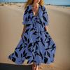 Women's Summer Fashion V-neck Retro Floral Print Short Sleeved Beach Dress With Lace Patchwork Dress