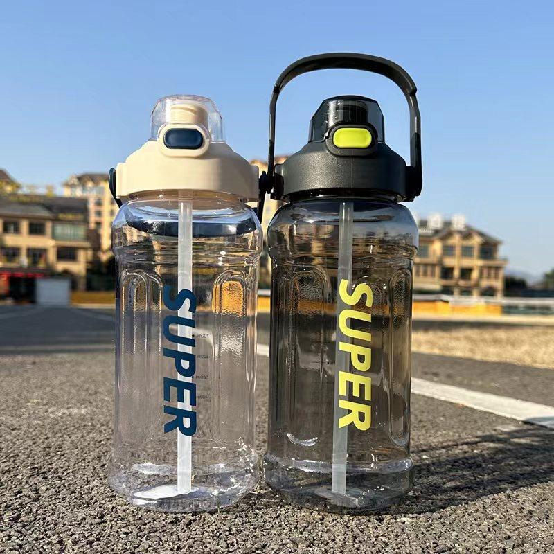 Water Bottle High Value with Scale Water Cup Large Capacity Bouncing Straw Cup Running Sports Kettle Men's and Women's Outdoor Fitness Water Bottle