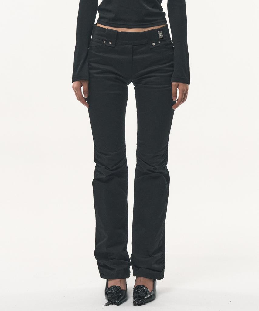 Podeowedeo Büzgülü Bootcut Pantolon (Siyah)