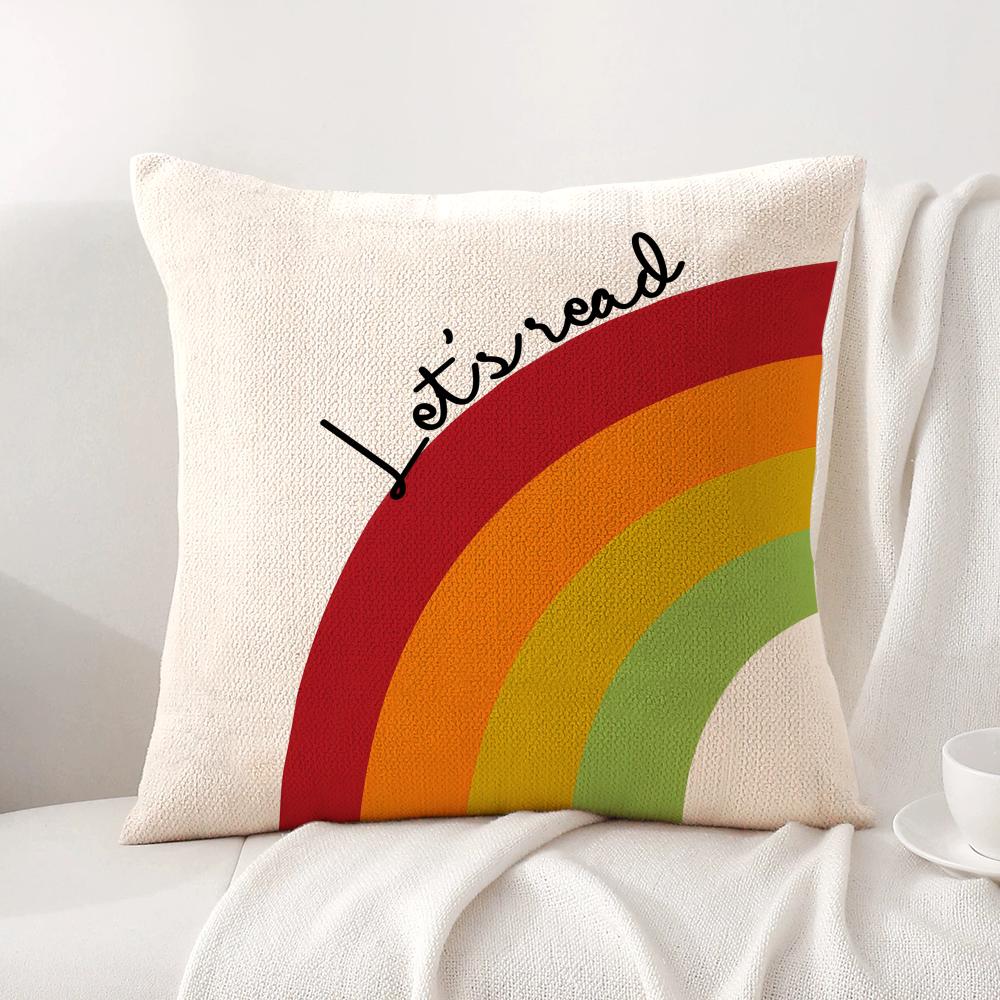 English Education Cushion Cover Natural Linen Organic Fabric DoubleSided Printing Sofa Home Decor Breathable Bed Pillow