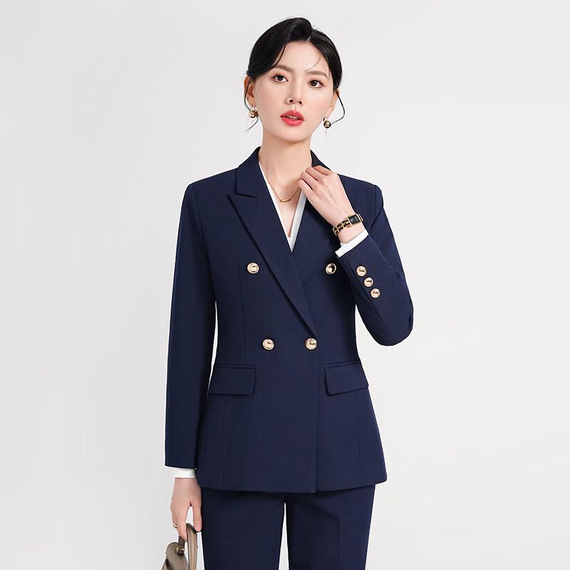 Teluoman Women's Professional Blazer & Pant Suit Set