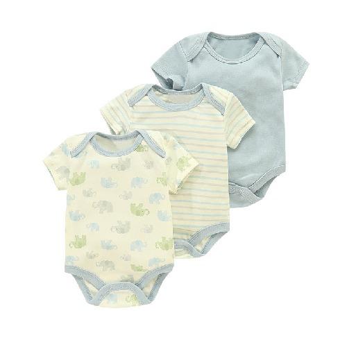 New Three-piece Baby Clothes Fart Clothes Short-sleeved Summer Printed Children's Clothing Baby One-piece Suit