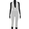 Women's 2026 Summer Draped Neck Backless Tie Bodycon Jumpsuit
