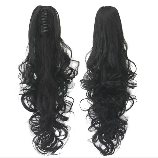 Pinza de cola de caballo rizada larga para mujer, extensiones de cabello postizas naturales sintéticas, postizos resistentes al calor
