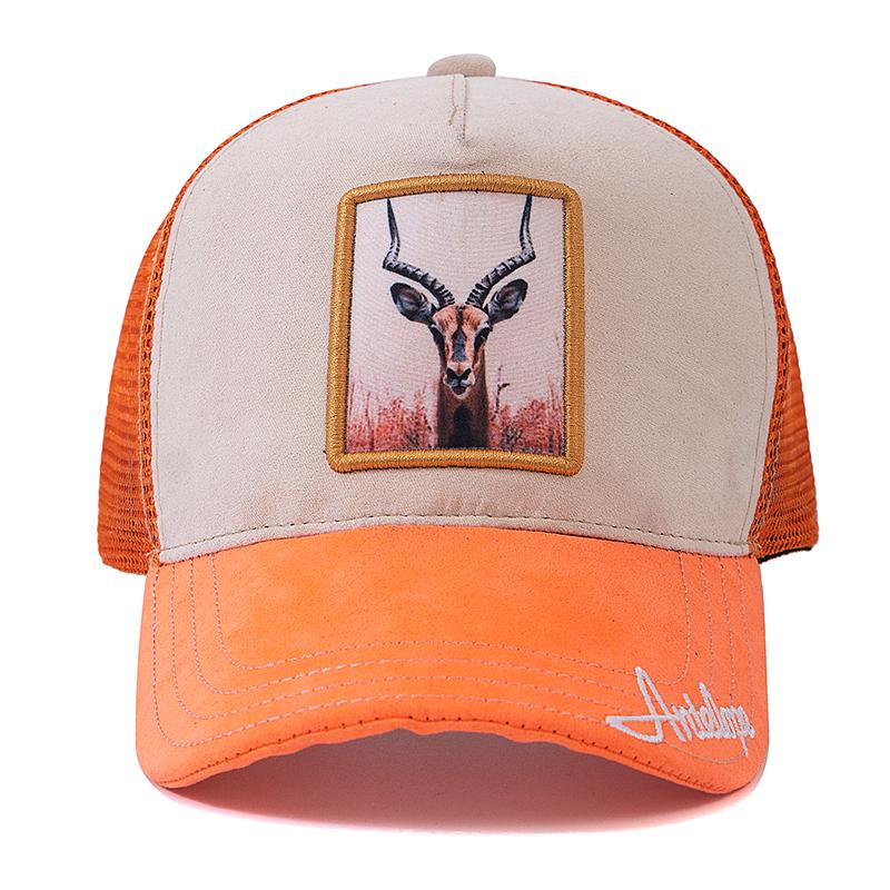 Women Rich Color Trucker Hat Antelope Pattern Patch Design Suede Hat Male Female Summer 9 Styles Animal Baseball Cap For Men And