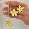 17KM Fashion Flower Earrings And Necklace Set Jewelry Women Trendy Shiny Daily Party Accessory Decorative Gift Idea For Her Elegant