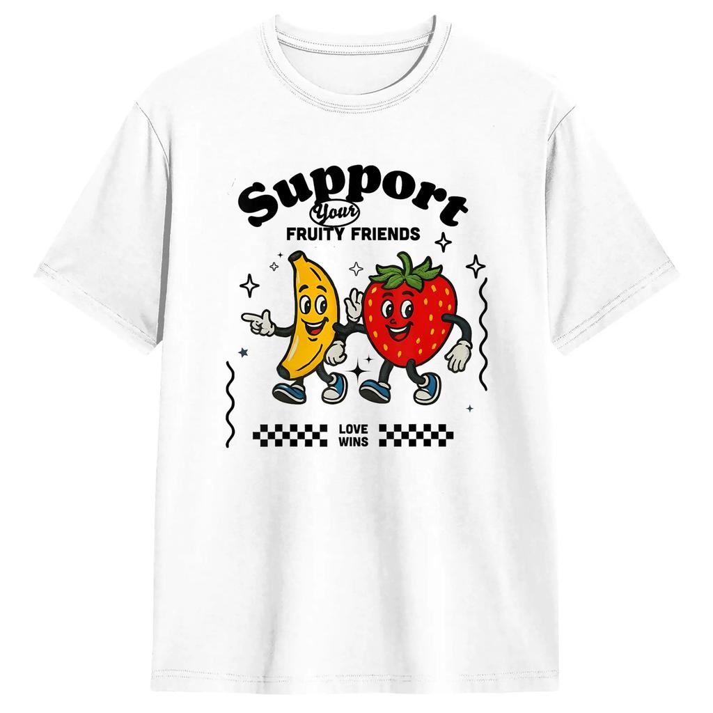 Support Your Fruity Friends Lgbtq Tolerance Rainbow Flag T Shirt Unisexs Classic Tshirts Summer Crew Neck Harajuku Tee Shirt