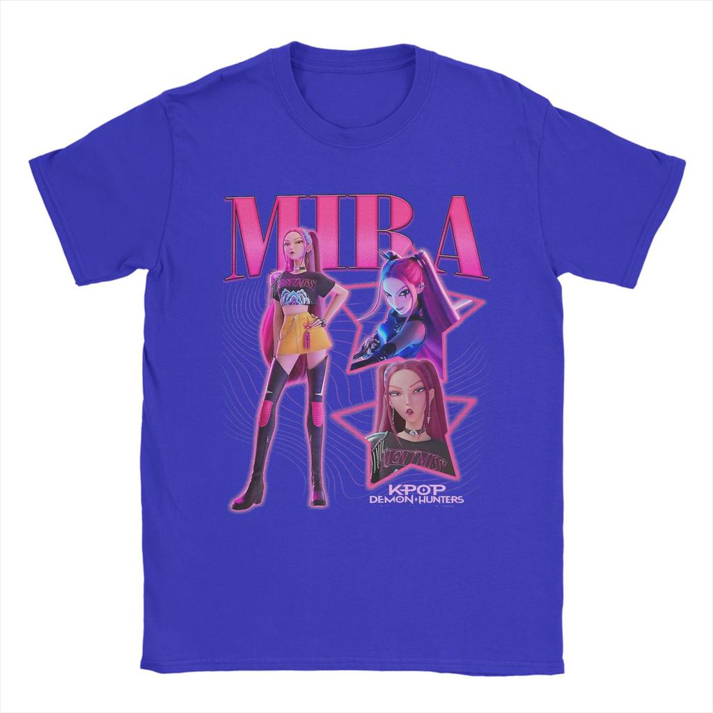 Mira Showcase Retro Neon HUNTRX HUNTRIX Kpop Demon Hunters T-Shirt for Men Pure Cotton Tees Short Sleeve T Shirts Summer Tops