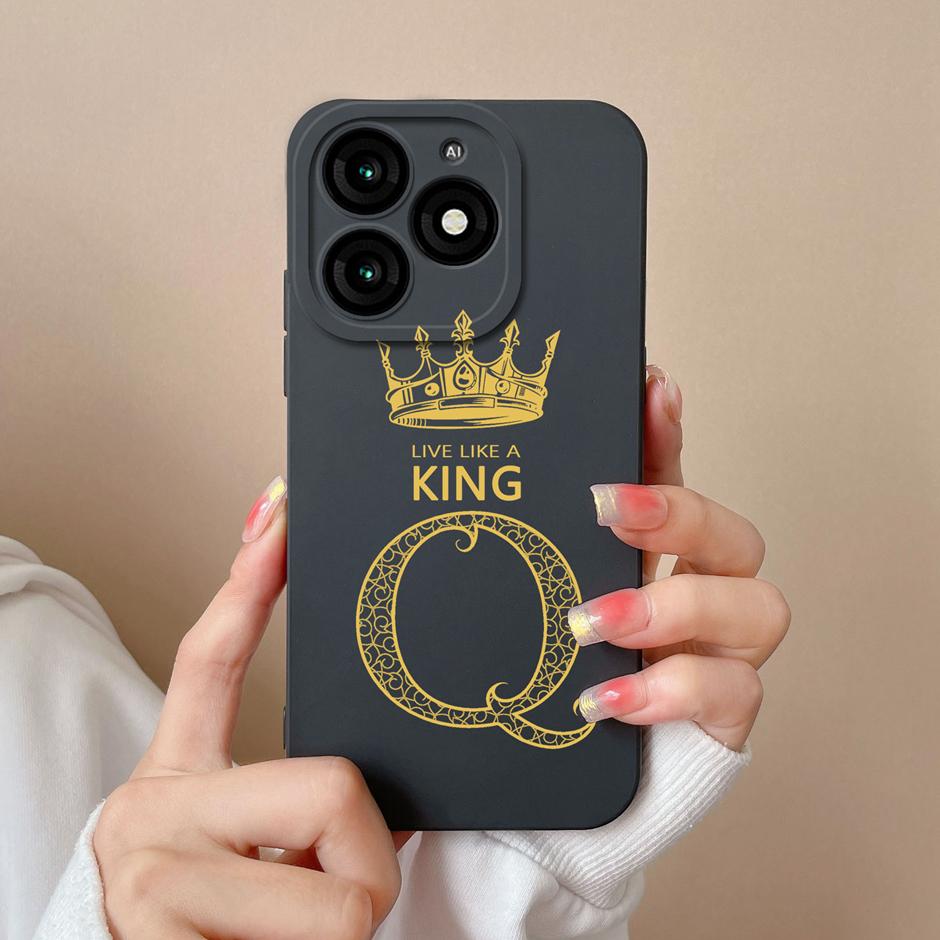 For Tecno Itel A70 Case Luxury Crown Letter Pattern Liquid Silicone Back Cover For ItelA70 A 70 New Design Advanced Sense Shell