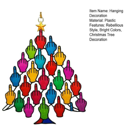 Flip-off Gesture Tree Ornament Colorful Middle Finger Christmas Tree Decoration Stacked Hands Ornament for Christmas Winter Home Decoration
