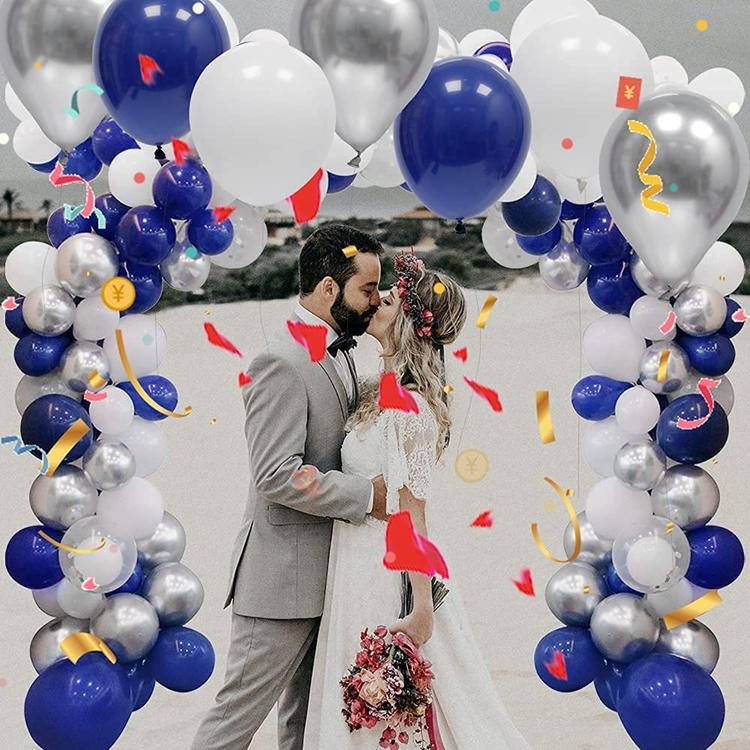 Ballons - EURO MEGA - Guirlande Ballon Arche - Bleu Marine, Or, Blanc - Hélium Inclus - Maison