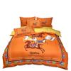 2PCS Single-sided Printed  Duvet Cover,Luxury Plaid Horse Bedding Set, European retro style Modern Duvet Cover with Pillowcases