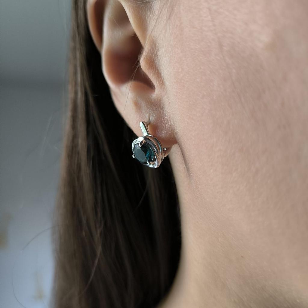 Cercei din argint cu topaz London Blue 2.185ct, fianite (2177951)