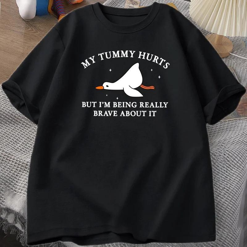 Letter White Goose Cartoon Pattern Printed Summer Womens Tshirt Short Sleeve Round Neck Casual Street Womens Tshirt