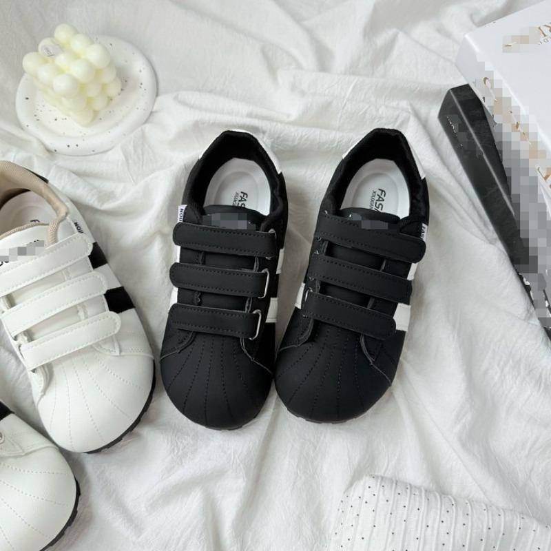 Autumn leather women's new Velcro little white shoes small thick-soled big head sports and leisure shoes