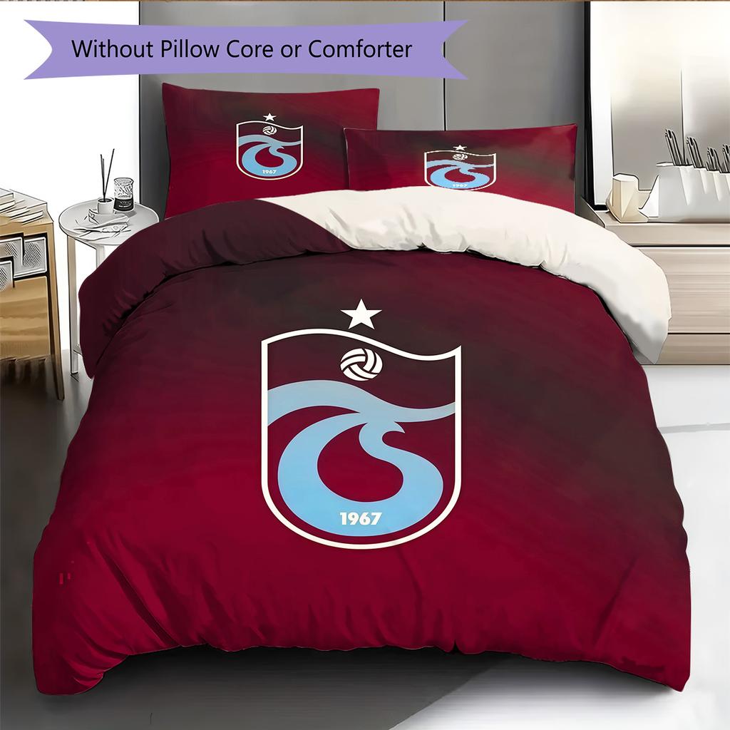Trabzonspor Pattern Bedding Quilt Set Home Decoration Gift (1 * duvet cover + 2 * pillowcase without core)