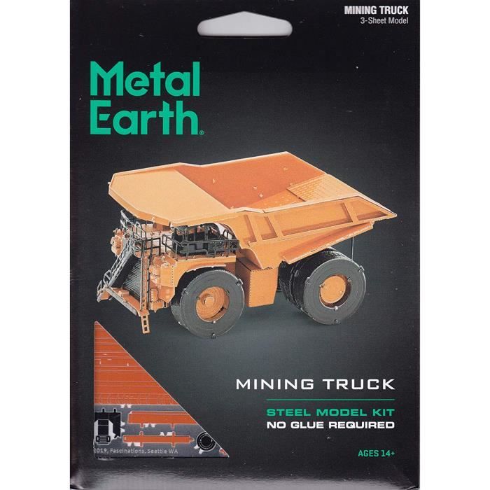 Puzzle 3D - Metal Earth - Mining Truck - Modèle en métal découpé au laser - Pour adultes - Orange