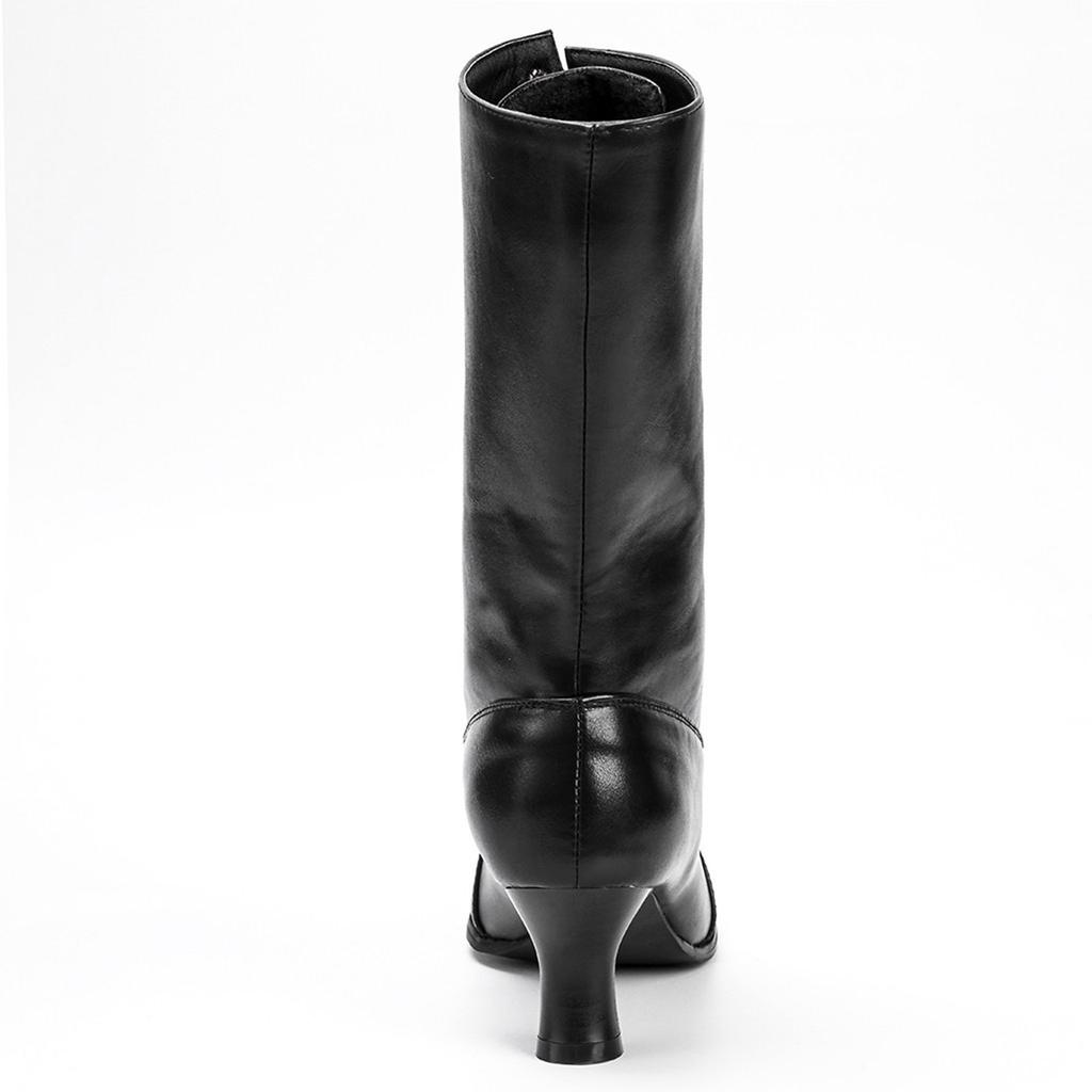 Women Pointed Toe Lace Spike Heels Punk Med Heels Boots Shoes