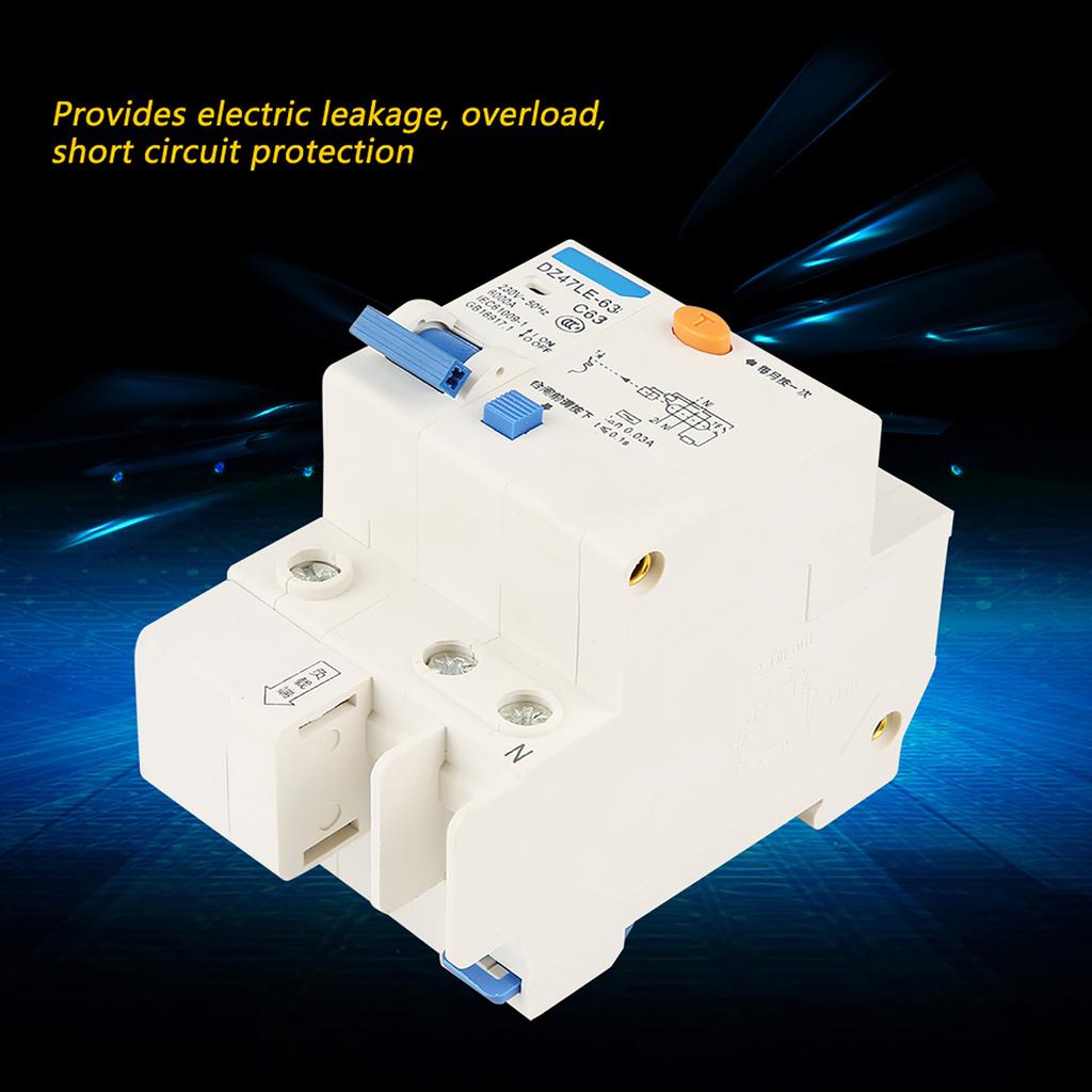 DZ47LE‑63 1p N C63 RCCB Residual Current Circuit Breaker 230V 63A 30mA